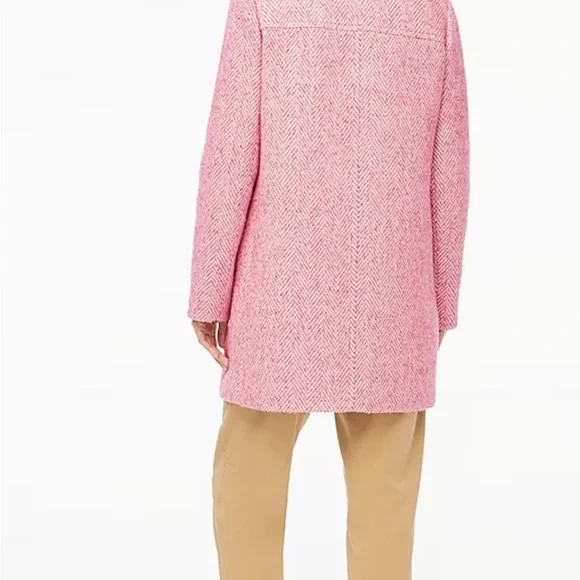J. Crew Pink Herringbone Wool Blend Pea Coat - Picture 3 of 10